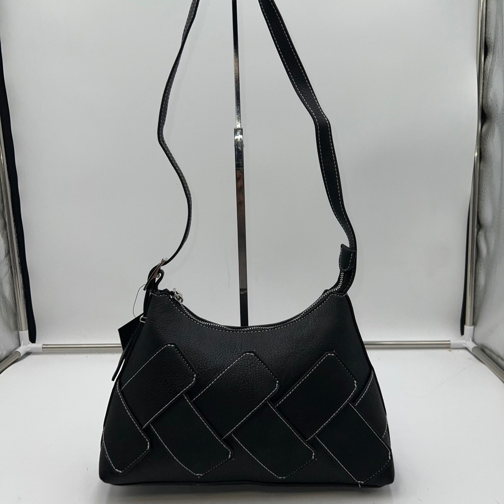 Darcy Marks London Black Woven Accent Shoulder Handbag Purse